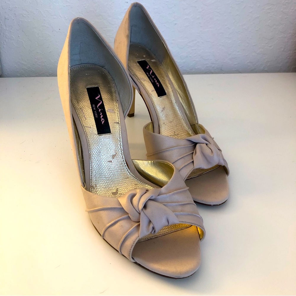 Nina Satin Cream Heels